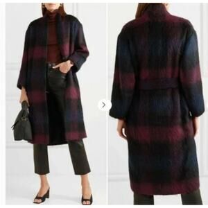 Vince Wool/Alpaca Brushed Plaid Long Coat Sz: XS $996 (see Note)